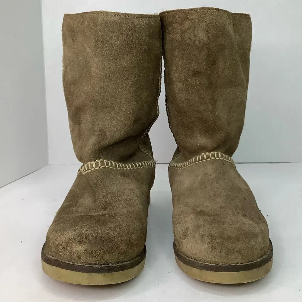 Coolway Azalea Brown Suede Fleece Lined Winter Women Mid Calf Boots Sz 38/US 7.5